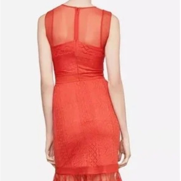 BRAND NEW WITH TAGS BCBG SLEEVELESS LACE INSET SHEATH DRESS IN POPPY RED - Picture 7 of 7